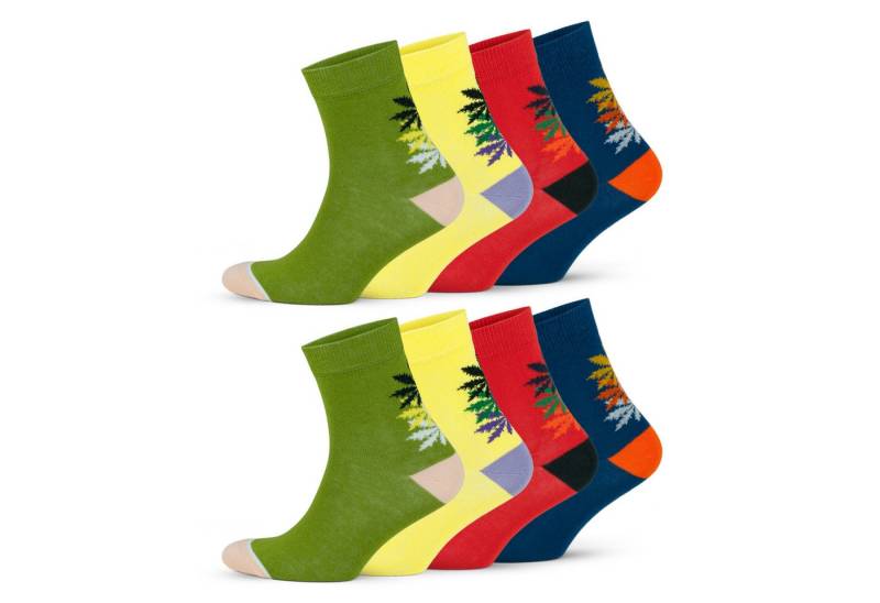 GoWith Freizeitsocken Baumwollsocken mit Blattmuster Sportsocken Weich & Atmungsaktiv (8-Paar) von GoWith