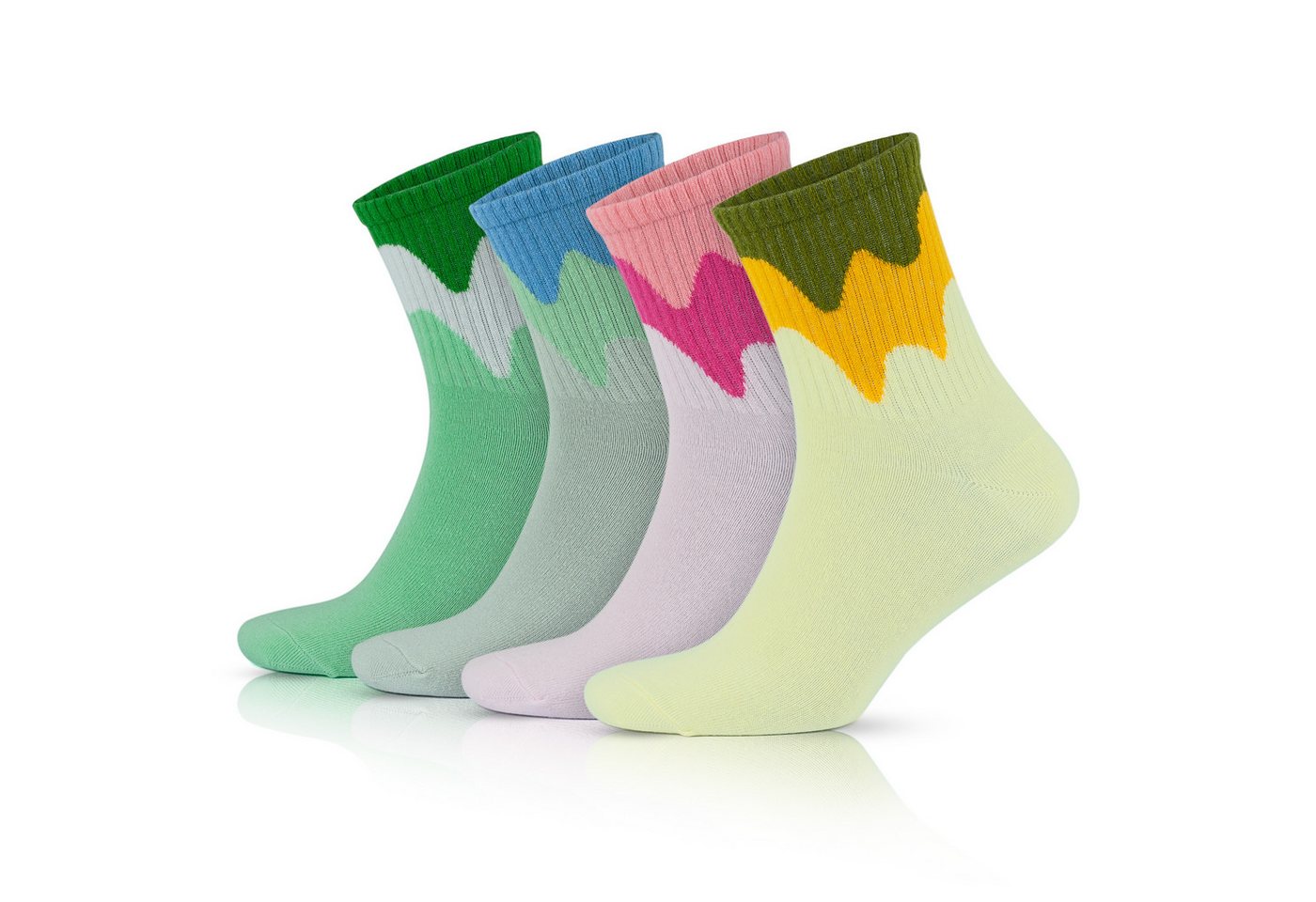 GoWith Tennissocken Retro Socken Freizeitsocken Gestreifte Atmungsaktive Baumwollsocken von GoWith