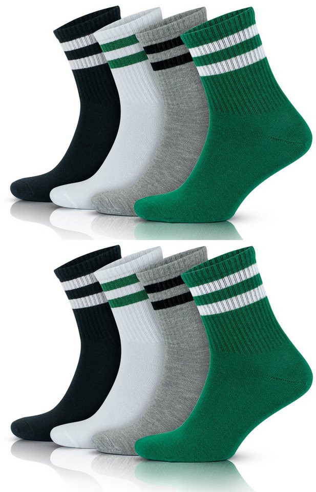 GoWith Tennissocken Retro Socken Freizeitsocken Gestreifte Atmungsaktive Baumwollsocken von GoWith