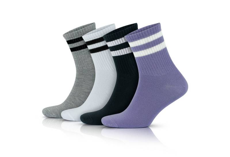 GoWith Tennissocken Retro Socken Freizeitsocken Gestreifte Atmungsaktive Baumwollsocken von GoWith