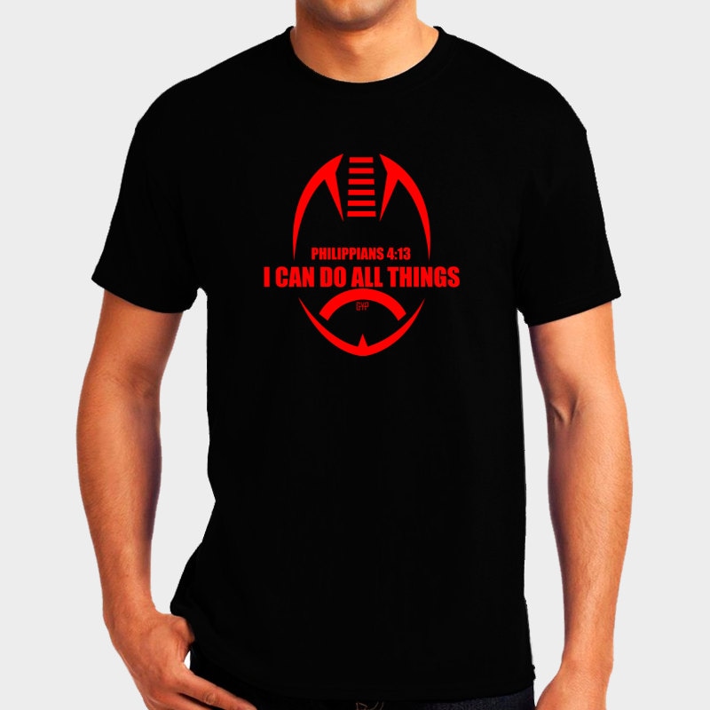 Philipper 0413 Rote Fußballtrikot - Kann Ich Alle Dinge Christian T-Shirt Apparel Glaube-Shirt Religiöse Shirt Philipper 0413 Rote Fußballtrikot - Kann Ich Alle Dinge Christian T-Shirt Apparel Glaube-Shirt Religiöse Shirt von GoYePreach