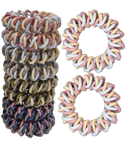 GoYoho Spiral-Haargummis für Damen, keine Falten, klare Spule, Haargummis, Haargummis, Haargummis, Haargummis für dünnes Haar, weiches Gummiband (8, mehrfarbig) von GoYoho