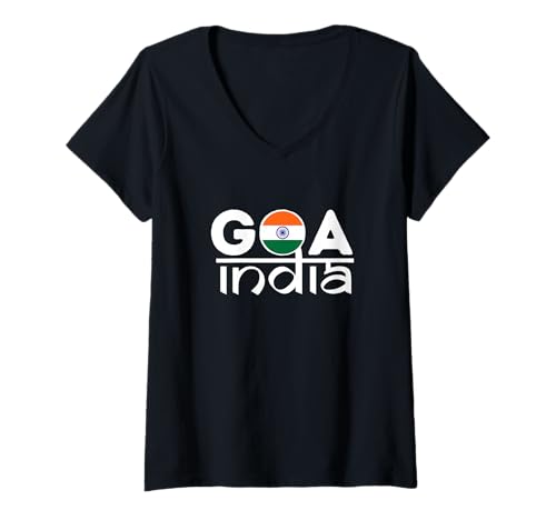 Damen Goa Indien Indianer Urlaub Goa Urlaub Männer Frauen Kinder Familie T-Shirt mit V-Ausschnitt Damen Goa Indien Indianer Urlaub Goa Urlaub Männer Frauen Kinder Familie T-Shirt mit V-Ausschnitt von Goa India Indian Apparel