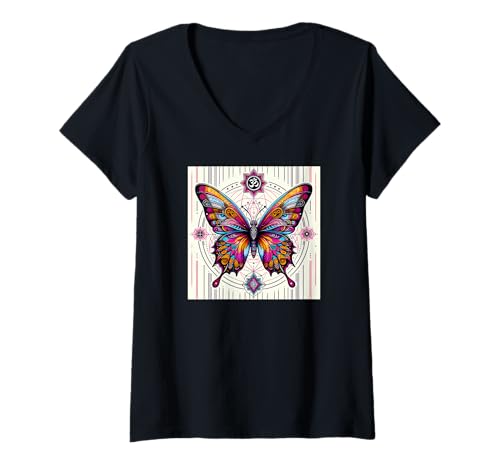 Damen Goa Trance - Schmetterling Goa Outfit - Psytrance T-Shirt mit V-Ausschnitt Damen Goa Trance - Schmetterling Goa Outfit - Psytrance T-Shirt mit V-Ausschnitt von Goa Musik - Goa Kleidung Festival - Goa Party