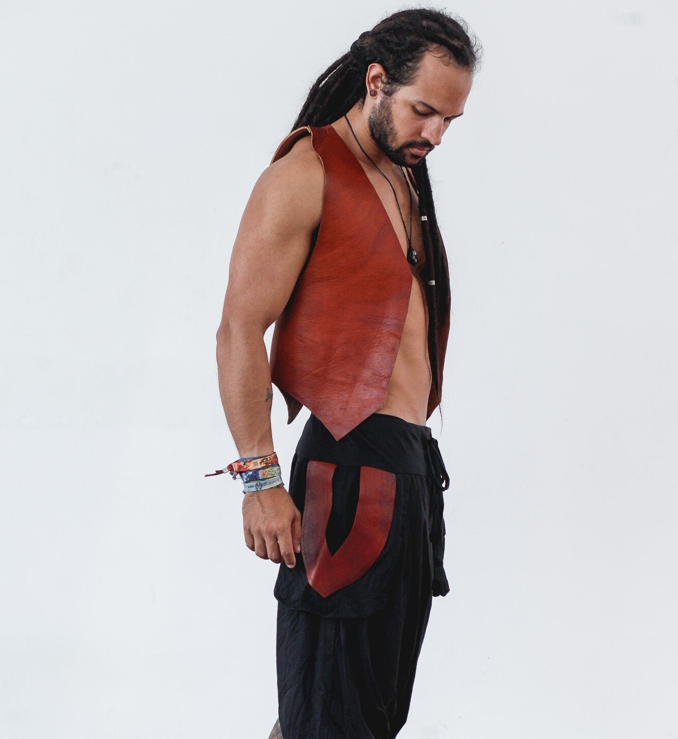 Leder Akzent Baumwolle Haremshose Handgemachte Aladdin Stil von GoaNomads