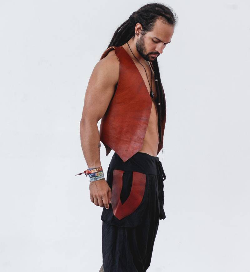 Leder Akzent Baumwolle Haremshose Handgemachte Aladdin Stil von GoaNomads