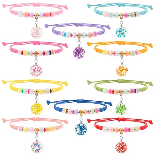 GoaePode Gewebte Freundschaftsarmbänder für Mädchen, 10 Stück Verstellbare Geflochten Freundschaft Armbänder, Bunte Blumen Handgefertigt Armband für Damen Kinder Jungen Mitgebsel von GoaePode
