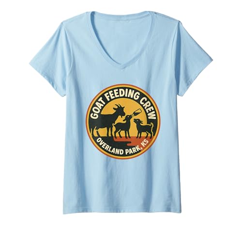 Damen Overland Park KS Petting Zoo T-Shirt für die Ziegenfütterung T-Shirt mit V-Ausschnitt Damen Overland Park KS Petting Zoo T-Shirt für die Ziegenfütterung T-Shirt mit V-Ausschnitt von Goat Feeding Tee Shirts for Overland Park Animal