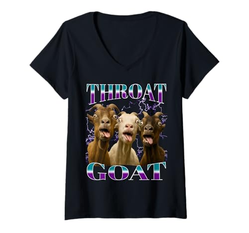 Damen Lustiger Rude Throat Goat - Cheeky Banter Stag Or Hen Party T-Shirt mit V-Ausschnitt Damen Lustiger Rude Throat Goat - Cheeky Banter Stag Or Hen Party T-Shirt mit V-Ausschnitt von Goat Gags & Hen Do Humour Funny Rude Party
