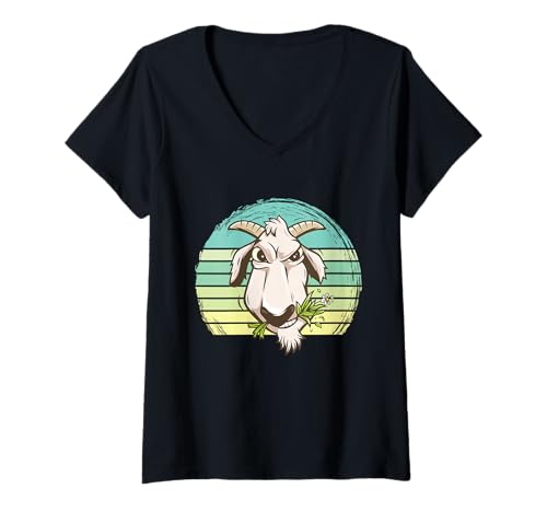 Damen Ziege Ziegen Ziegenliebhaber Tiere Bauernhofbesitzer Bauer T-Shirt mit V-Ausschnitt Damen Ziege Ziegen Ziegenliebhaber Tiere Bauernhofbesitzer Bauer T-Shirt mit V-Ausschnitt von Goat Goats Farm