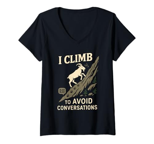 Damen Lustiges Wandern Bergziege Introvertiert Outdoor Humor Einsamkeit T-Shirt mit V-Ausschnitt Damen Lustiges Wandern Bergziege Introvertiert Outdoor Humor Einsamkeit T-Shirt mit V-Ausschnitt von Goat Hiking Anti-Social Animal Nature Mountain