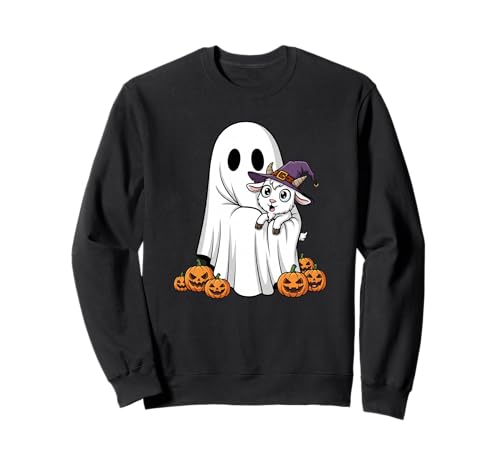 Lustiger Geist Ziege Kürbis Halloween Kinder Herren Damen Sweatshirt von Goat Lovers Cute Halloween Outfits for Boy Girl