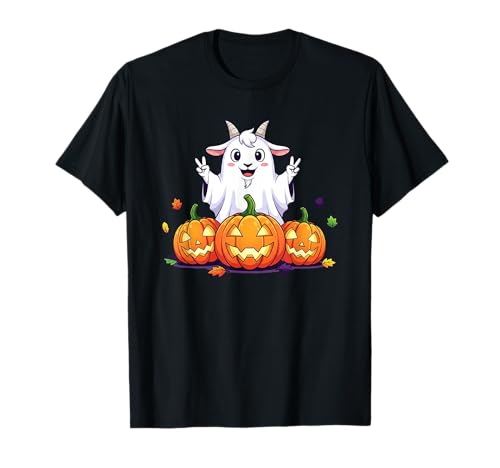 Lustige Ziege Geist Kürbis Boo Halloween Kinder Herren Damen T-Shirt von Goat Lovers Halloween Ghost Pumpkin Outfits