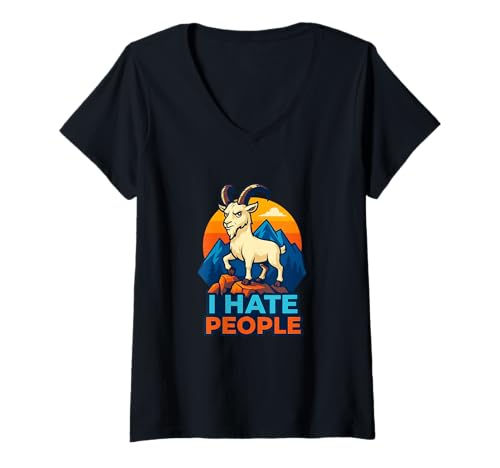 Damen Lustige Ziege sarkastischer Bergsteiger-Humor T-Shirt mit V-Ausschnitt Damen Lustige Ziege sarkastischer Bergsteiger-Humor T-Shirt mit V-Ausschnitt von Goat Mountain Climbing Humor and Sarcastic Quotes