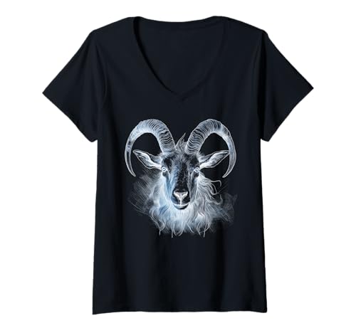 Damen Die böse gehörnte Ziege des Satans der Hexe T-Shirt mit V-Ausschnitt Damen Die böse gehörnte Ziege des Satans der Hexe T-Shirt mit V-Ausschnitt von Goat Souvenirs & Gifts by DV8sTees