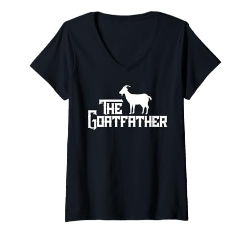 Damen Lustiges Design „The Goatfather Father Lover“ T-Shirt mit V-Ausschnitt Damen Lustiges Design „The Goatfather Father Lover“ T-Shirt mit V-Ausschnitt von Goat Whisperer Shirts & Gifts