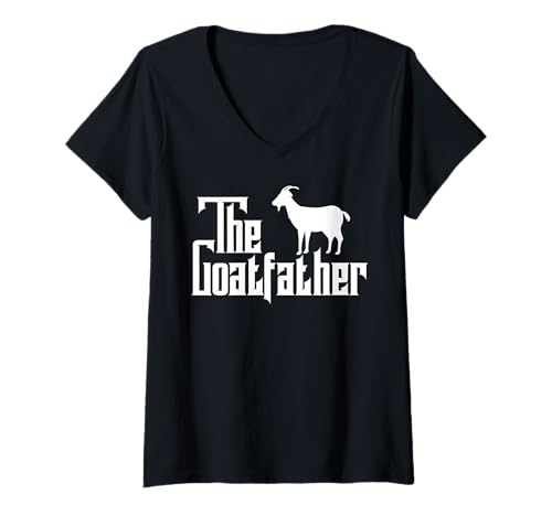 Damen Lustiges Design „The Goatfather Lover“, Motiv: Der Ziegenvater T-Shirt mit V-Ausschnitt Damen Lustiges Design „The Goatfather Lover“, Motiv: Der Ziegenvater T-Shirt mit V-Ausschnitt von Goat Whisperer Shirts & Gifts