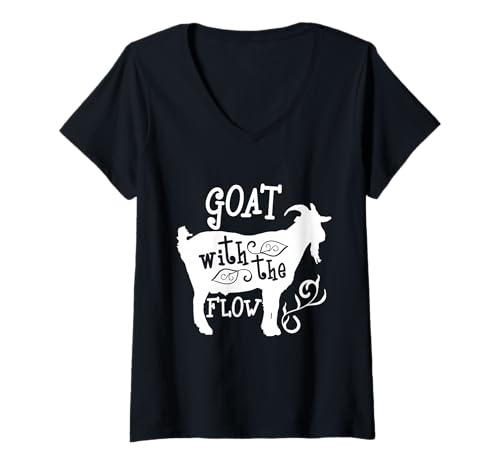 Damen Ziege mit dem Fluss – Tier-Ziegenfarm Liebhaber, tolles Geschenk T-Shirt mit V-Ausschnitt Damen Ziege mit dem Fluss – Tier-Ziegenfarm Liebhaber, tolles Geschenk T-Shirt mit V-Ausschnitt von Goat With The Flow Designs