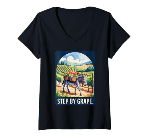 Damen Ziege Granatapfel Antike Ruinen Tempel Sonnenuntergang Natur T-Shirt mit V-Ausschnitt von GoatHeritage