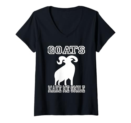Damen Ziegen bringen Mich zum Lächeln Goat Goats Farm Farmer T-Shirt mit V-Ausschnitt Damen Ziegen bringen Mich zum Lächeln Goat Goats Farm Farmer T-Shirt mit V-Ausschnitt von Goats Make Me Smile