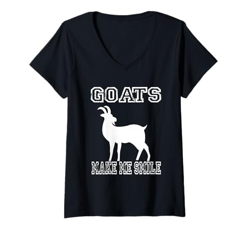 Damen Ziegen bringen Mich zum Lächeln Goat Goats Farm Farmer T-Shirt mit V-Ausschnitt Damen Ziegen bringen Mich zum Lächeln Goat Goats Farm Farmer T-Shirt mit V-Ausschnitt von Goats Make Me Smile