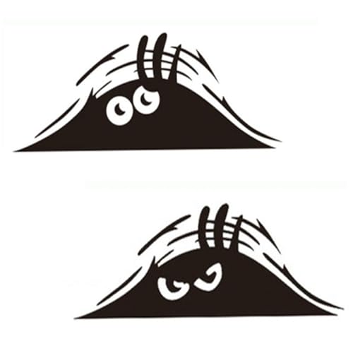 2 Stück Funny Peeking Monster Cartoon Auto-Aufkleber Badge Aufkleber aus Vinyl, selbstklebend, Set mit Aufklebern, Peeking Elf Smile and Anger Autoaufkleber für Autofenster Stoßstange Laptop Motorrad von Gobfar