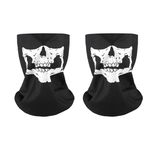 2 Stück Motorrad Totenkopf Maske, Skull Skelett Maske, Bedrucktes Multifunktionstuch, Halstuch, Face Shield, Gesichtsmaske, Loop Schal Herren & Damen, Winddicht Maske Warmer für Outdoor 2 Stück Motorrad Totenkopf Maske, Skull Skelett Maske, Bedrucktes Multifunktionstuch, Halstuch, Face Shield, Gesichtsmaske, Loop Schal Herren & Damen, Winddicht Maske Warmer für Outdoor von Gobfar
