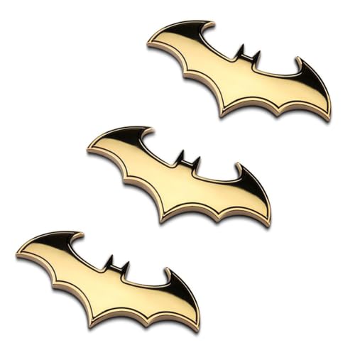 3 Pcs 3D Stainless Steel Bat Car Emblem Decal Badge, Fledermaus Autoaufkleber Metall Auto Sticker, Stainless Steel Bat Car Emblem Decal Badge, Chrom Metall Auto Logo Auto Aufkleber Abzeichen von Gobfar