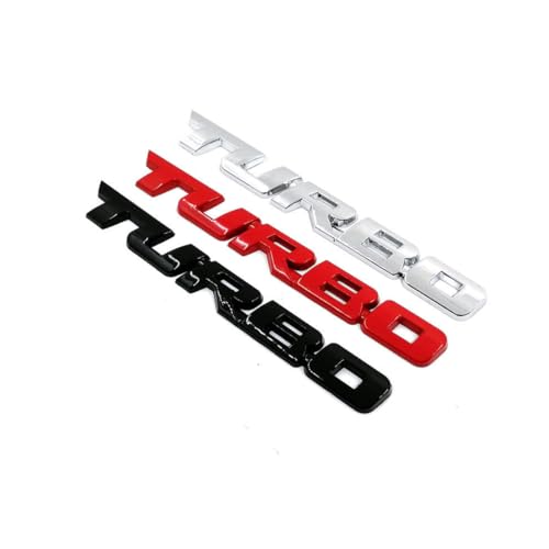 3 Stück Turbo 3D Metal Car Aufkleber Sticker, Metal 3D Turbo Logo Auto Emblem Badge Sticker Trunk Bumper Decal, Aufkleber Schriftzug Auto Körper Heckklappe Abzeichen Für Auto, silber schwarz rot von Gobfar