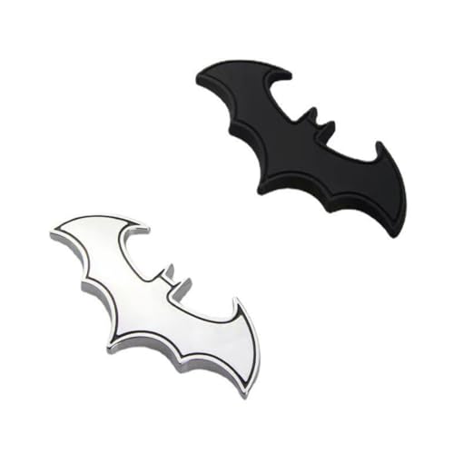 3D Black Stainless Steel Bat Car Emblem Decal Badge, 2 Pcs 3D Emblem Fledermaus Kunststoff mit Schaumstoff-Kleberückseite Badge, 3D Chrom Metall Fledermaus Auto Logo Auto Aufkleber Batman Abzeichen von Gobfar