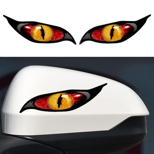 3D Rot Böse Augen für Auto Motorrad Helm Aufkleber, Böse Augen Aufkleber Reflektierende PVC Abziehbilder, Paar Evil Eyes mit Iris Vinyl Drohne Motorrad Helm Auto Aufkleber Sticker von Gobfar