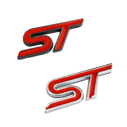 Auto Metall ST Line Emblem, 2 Stück 3D Metall ST Aufkleber Autokopf Emblem, Legierung ST Logo, Frontgrill Karosserie Kofferraum Dekoration, Abzeichen Chrom Aufkleber für Die meisten Automodelle von Gobfar