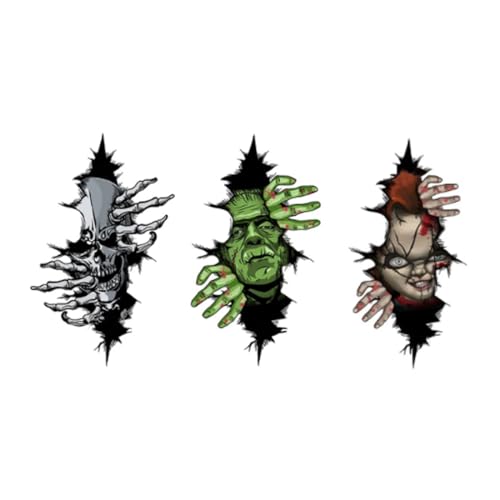 Auto aufkleber skull, 3 Pcs auto sticker skull Horror Auto Aufkleber 3D aufkleber auto skull Selbstklebende Auto Dekoration Aufkleber, 3D Interessant Auto-Aufkleber zum Abdecken von Kratzern im Auto von Gobfar