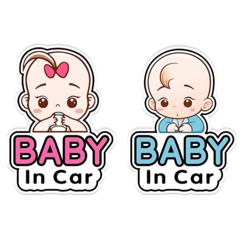 Baby in Car Aufkleber, 2 Stück Baby in Auto Aufkleber Zeichen und Aufkleber, Auto Sticker Babyaufkleber, Baby im Auto Baby im Auto Warnaufkleber zur Kindersicherheit im Auto, Fenster Auto Aufkleber von Gobfar