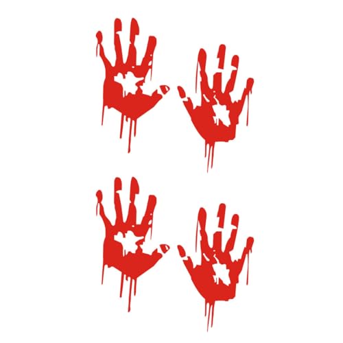 Blutspuren Auto Aufkleber, 2 Paare Hände Blutspuren Aufkleber Auto Sticker Frontscheibenaufkleber, Blutige Hände Totenkopf Aufkleber Vinyl Stickers, ür Auto Motorräder Fahrrad Snowboard Gepäck von Gobfar