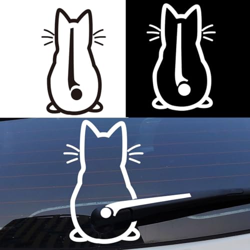 Katzen Wischer Aufkleber, 2 Stück Reflektierend Scheibenwischer Aufkleber Lustiger Cartoon Kätzchen Schwanz Auto Aufkleber, Auto Körper Aufkleber Lustige Katze Schwanz Auto Scheibenwischer Aufkleber von Gobfar