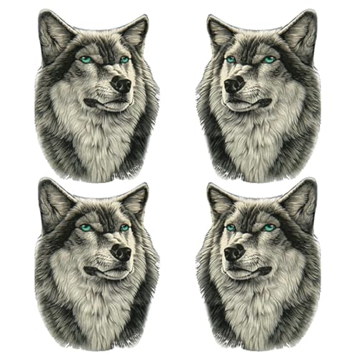 Wilder Wolf Aufkleber, 4 stücke wolfskopf Autoaufkleber, wolfskopf Emblem Sticker wasserdichte Abzeichen Auto Karosserie Stoßstange Kratzer aufkleber für Motorrad Roller oder Auto Sticker (14x20cm) von Gobfar