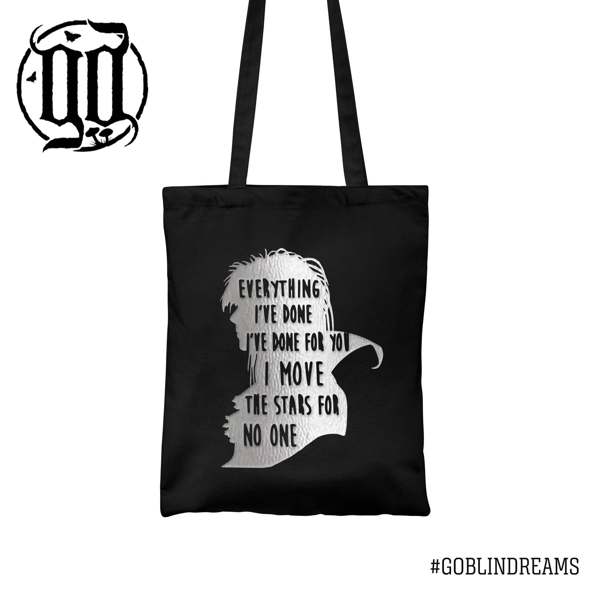 Jareth Goblin King Einkaufstasche - Silber Auf Schwarz Labyrinth Jareth Goblin King Einkaufstasche - Silber Auf Schwarz Labyrinth von GoblinDreams