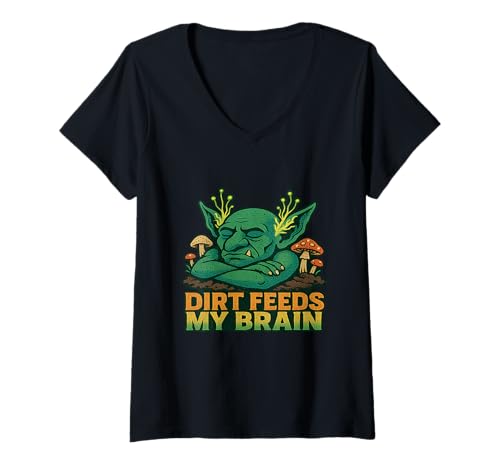 Damen Goblincore Brainrot Goblins T-Shirt mit V-Ausschnitt Damen Goblincore Brainrot Goblins T-Shirt mit V-Ausschnitt von Goblincore
