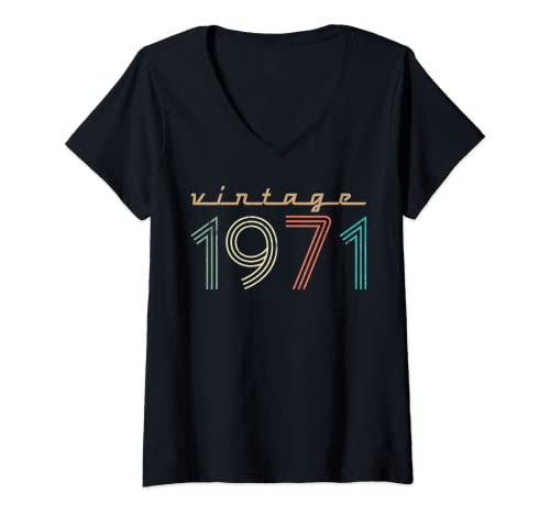 Damen 50. Geburtstag 50Er Geschenk Vintage 1971 T-Shirt mit V-Ausschnitt Damen 50. Geburtstag 50Er Geschenk Vintage 1971 T-Shirt mit V-Ausschnitt von Goboren 1971 Geschenk-Idee 50 Jährigen Mann