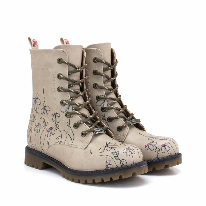 Handarbeit | Vegan Leder Frauen Ankle Goby Stiefel Gänseblümchen von GobyEurope