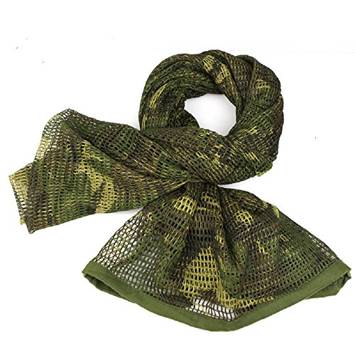 Gocher Netz-Schal, Scharfschützenschleier, für Kriegsspiele, Foulard Filet Wandern Netzschal 190 cm 90 cm (Woodland Camo) von Gocher