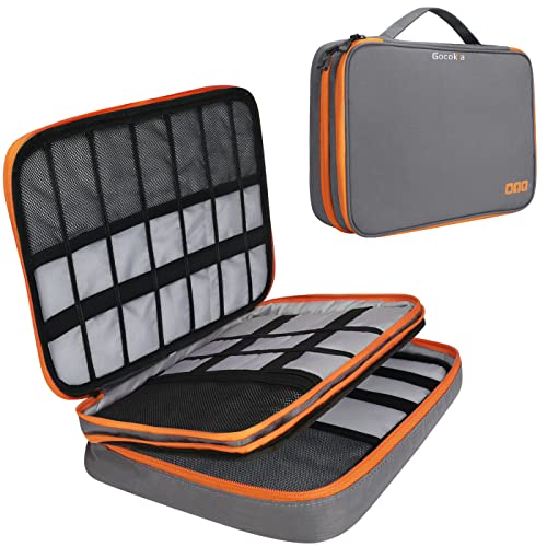 Reise-Organizer, große Kapazität, Handtasche, Kabel-Organizer, Tasche, wasserdicht, Tragetasche für Laptop, Tablet, Handy, Festplatten, Power – Grau von Gocokia