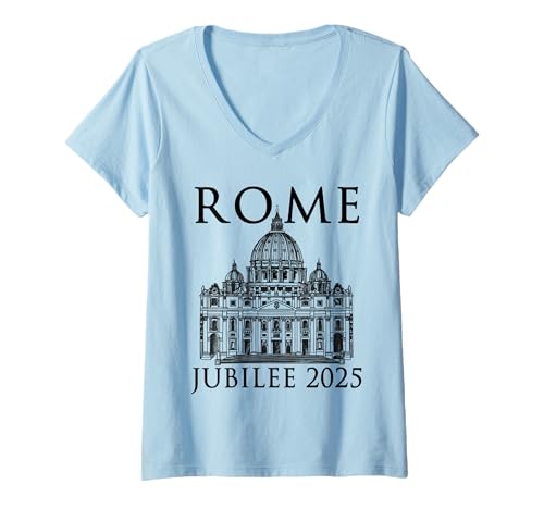 Damen Rom Jubiläum Pilger der Hoffnung 2025, Vatikan v1 T-Shirt mit V-Ausschnitt Damen Rom Jubiläum Pilger der Hoffnung 2025, Vatikan v1 T-Shirt mit V-Ausschnitt von God Bless You