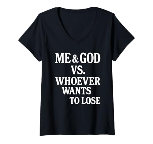 Damen Ich und Gott gegen jeden, der verlieren Will T-Shirt mit V-Ausschnitt Damen Ich und Gott gegen jeden, der verlieren Will T-Shirt mit V-Ausschnitt von God Faith And Belivers Family Christmas gifts