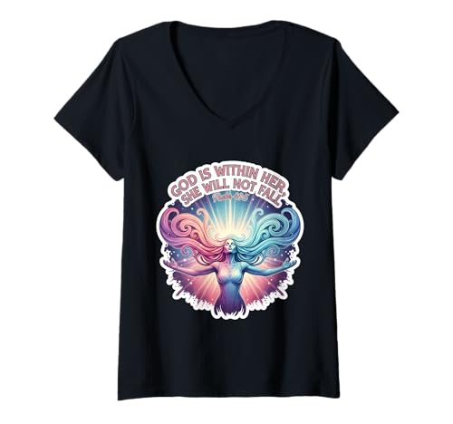 Damen God is Whithin Her She Will Not Fall Christian Bible Damen T-Shirt mit V-Ausschnitt Damen God is Whithin Her She Will Not Fall Christian Bible Damen T-Shirt mit V-Ausschnitt von God Is Whithin Her She Will Not Fall Products