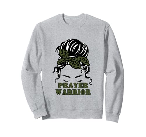 Prayer Warrior Damen Camouflage Messy Bun Christian Faith Sweatshirt Prayer Warrior Damen Camouflage Messy Bun Christian Faith Sweatshirt von God Jesus Women Christian Messy Bun Warrior Camo
