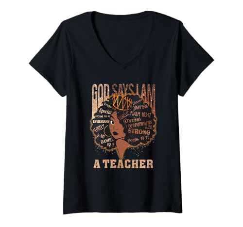 Damen Gott SAGT, ich Bin EIN Lehrer s_Parkle Teacher Black Woman Lover T-Shirt mit V-Ausschnitt Damen Gott SAGT, ich Bin EIN Lehrer s_Parkle Teacher Black Woman Lover T-Shirt mit V-Ausschnitt von God Says I Am A Teacher S_parkle Teacher