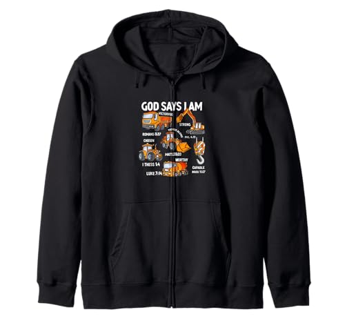 Kids God Says I Am Construction Vehicle Bibelvers Truck Kapuzenjacke Kids God Says I Am Construction Vehicle Bibelvers Truck Kapuzenjacke von God Says I Am Construction Vehicle Bible Verse