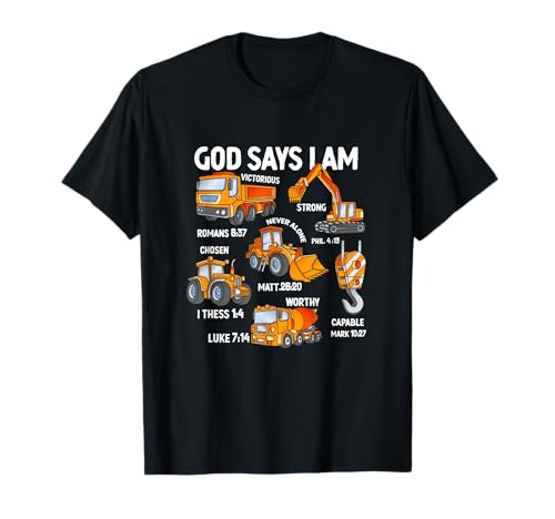 Kids God Says I Am Construction Vehicle Bibelvers Truck T-Shirt Kids God Says I Am Construction Vehicle Bibelvers Truck T-Shirt von God Says I Am Construction Vehicle Bible Verse